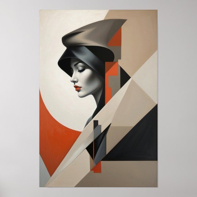 Abstraktes Frauenportrait - Geometrische moderne K Poster (Vorne)