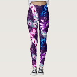Abstraktes Friedenszeichen Hippie Art Lila Pink Bl Leggings