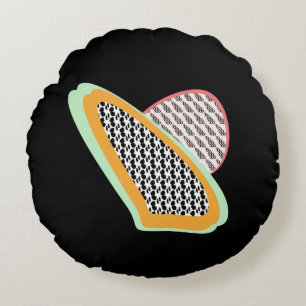 Abstraktes Frucht Papaya Dragonfruit-Muster Rundes Kissen