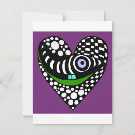 Abstraktes, funky lila Herz Liebes Valentinstagska Mitteilungskarte