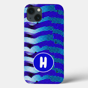 Abstraktes Funky Wave Pattern Blau, grün monogrami Case-Mate iPhone Hülle