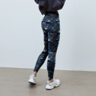 Abstraktes Galaxy Dark Blue Green Krawatte Farbmus Leggings