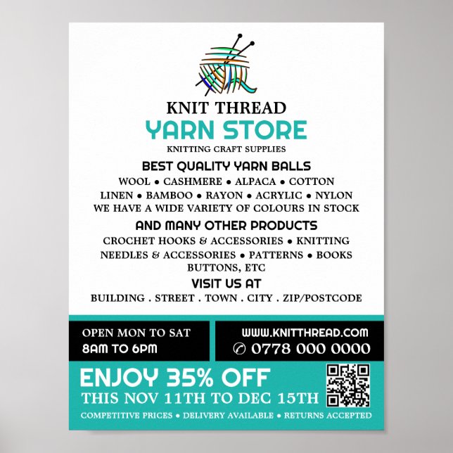 Abstraktes Garn, Knitterladen, Garnspeicher Poster (Vorne)