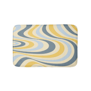 Abstraktes, gelb-blaues Swirl-Design Badematte