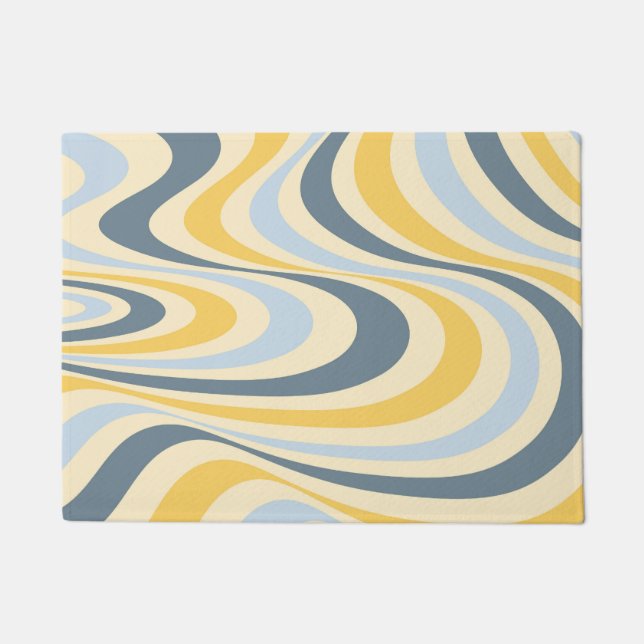 Abstraktes, gelb-blaues Swirl-Design Fußmatte (Vorderseite)
