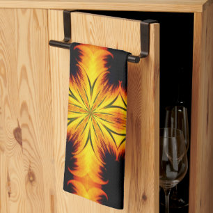 Abstraktes Gelb und Braun Kaleidoskop Kunst Geschirrtuch