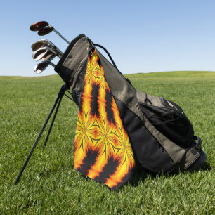 Abstraktes Gelb und Braun Kaleidoskop Kunst Golfhandtuch