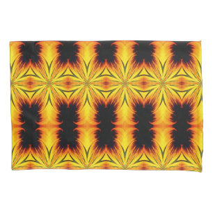 Abstraktes Gelb und Braun Kaleidoskop Kunst Kissenbezug