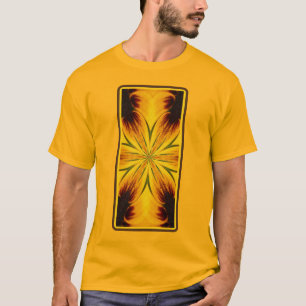 Abstraktes Gelb und Braun Kaleidoskop Kunst T-Shirt