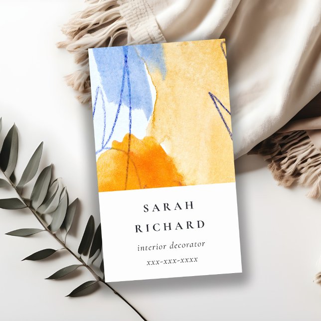 Abstraktes Gelbes blaues Wasser Kunst Visitenkarte (Von Creator hochgeladen)