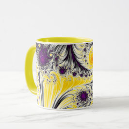 Abstraktes Gelbes Fraktal Kunst Tasse
