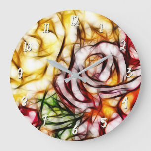 Abstraktes gelbes Licht Rosen Artistic floraler Gl Große Wanduhr