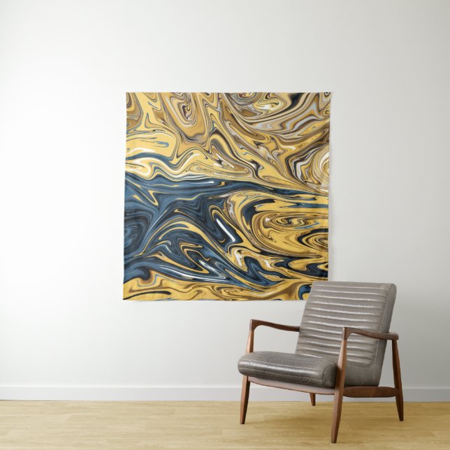Abstraktes Gemälde aus geschmolzenem Gold | Beste  Wandteppich (Beispiel)