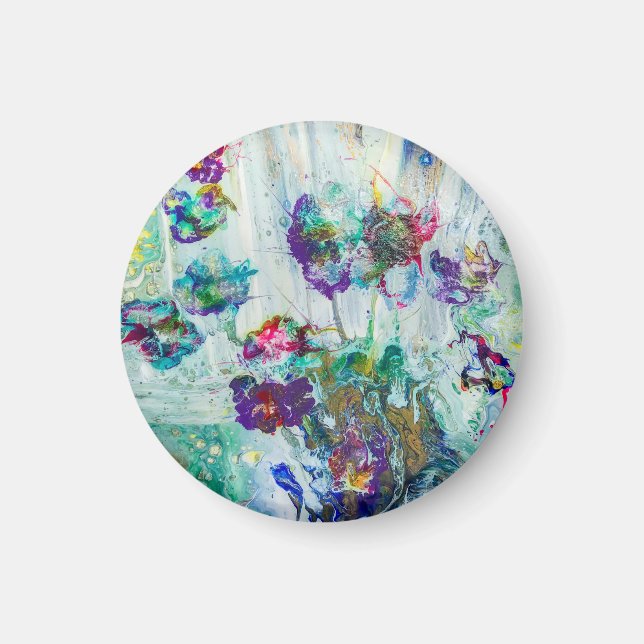 Abstraktes Gemälde aus Hummingvogelgarten Magnet (Vorne)