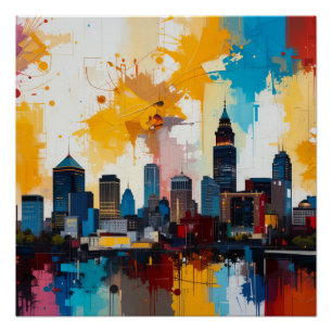 Abstraktes Gemälde der Stadtsilhouette von Atlanta Poster