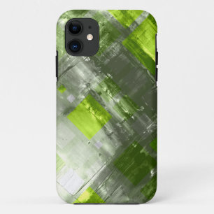Abstraktes Gemälde Grüne graue Quadrate Case-Mate iPhone Hülle