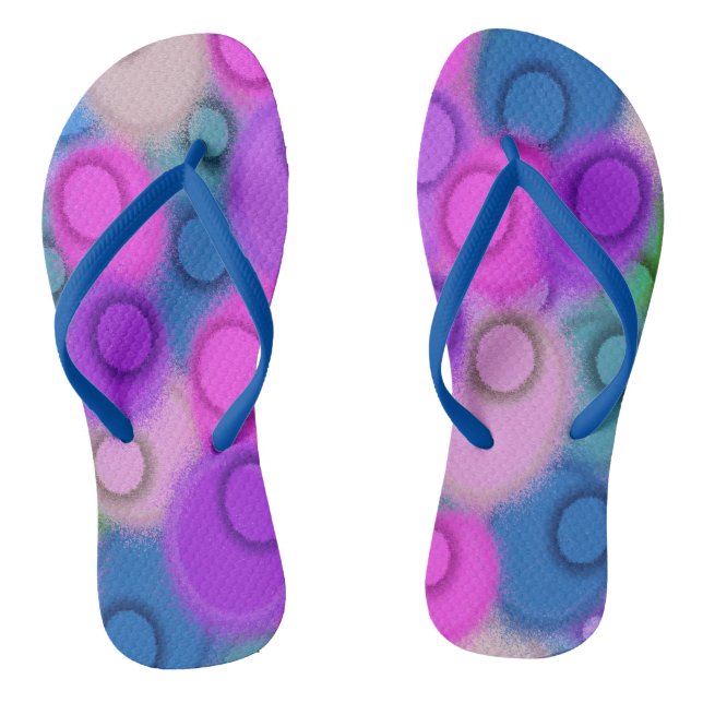 Abstraktes Gemälde in farbenfroher Sphäre Flip Flops (Fußbett)