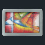 abstraktes Gemälde in Rot-Gelb-Blau Rechteckige Gürtelschnalle<br><div class="desc">Rot-Gelb-Blau-Abstrakte Malerei</div>