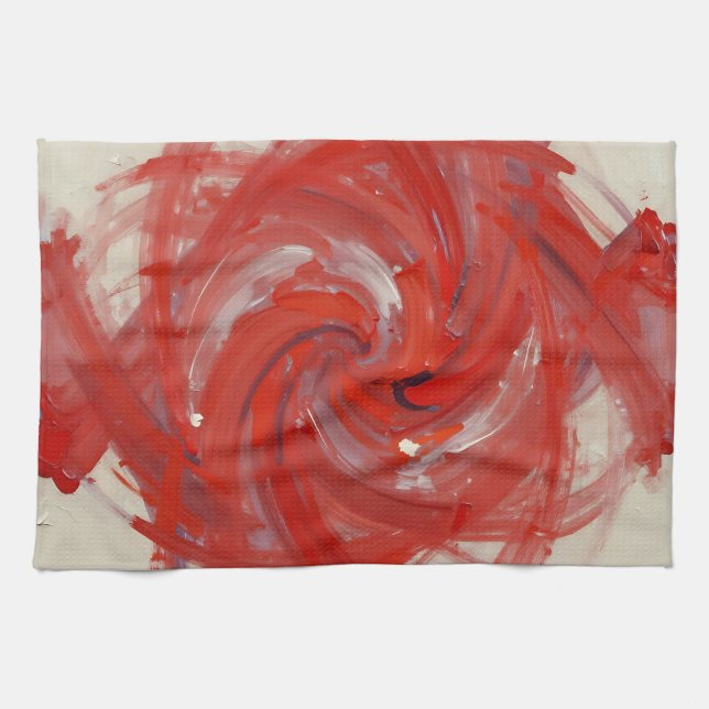 Abstraktes Gemälde in scharlachroter Spirale Geschirrtuch (Horizontal)