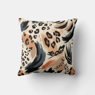 Abstraktes Gemaltes Exotisches Tierprint Leopard Kissen