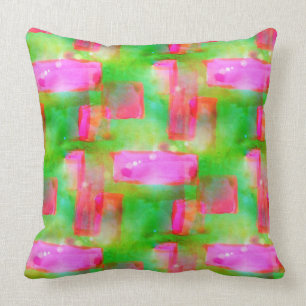 Abstraktes gemaltes Gelb des Sonnenlichts, rosa Kissen