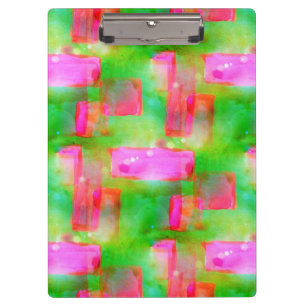 Abstraktes gemaltes Gelb des Sonnenlichts, rosa Klemmbrett