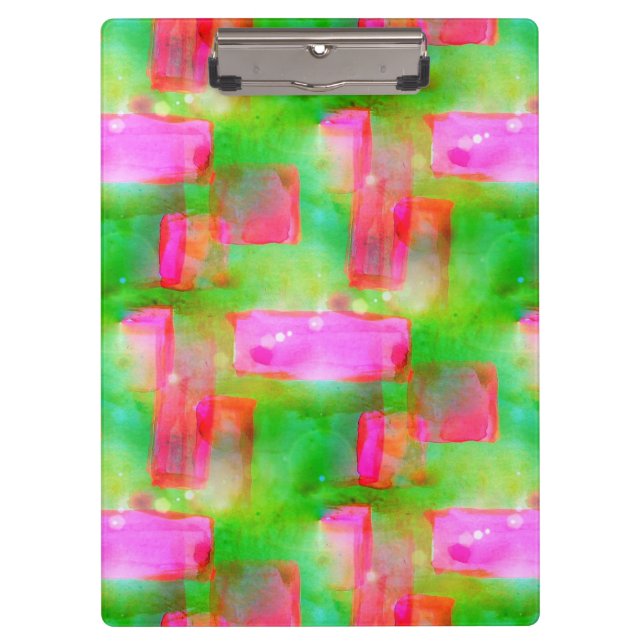 Abstraktes gemaltes Gelb des Sonnenlichts, rosa Klemmbrett (Vorderseite)