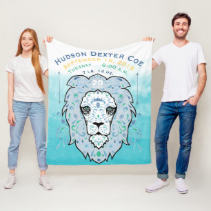 Abstraktes Gemaltes Löwenbaby-Junge-Geburtsstatist Fleecedecke