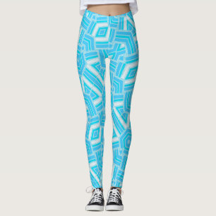 Abstraktes Geo Blue+White Leggings, die Psydefexmu Leggings