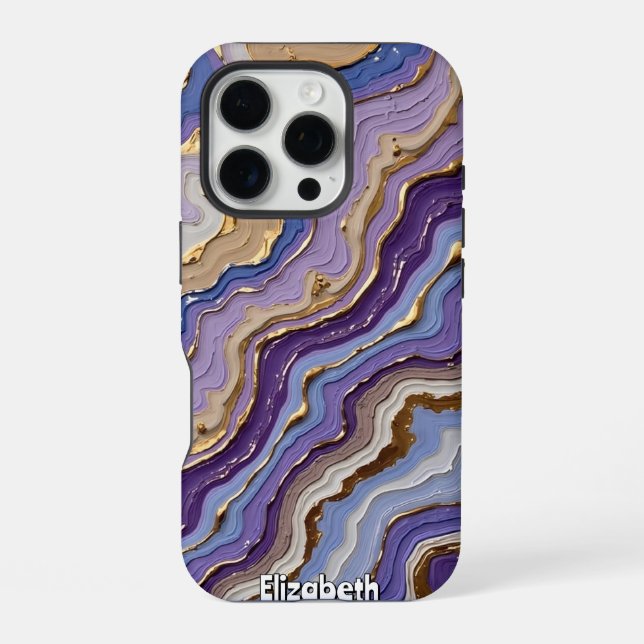 Abstraktes Geode-Flüssigkeitskunstmuster iPhone Hülle (Rückseite)