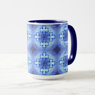 Abstraktes geometrisch blaues Muster Tasse