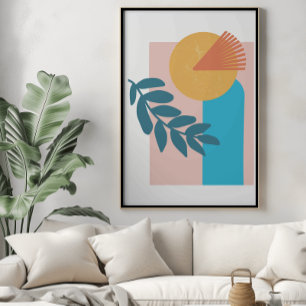 Abstraktes geometrisch-gelbes blaues Poster