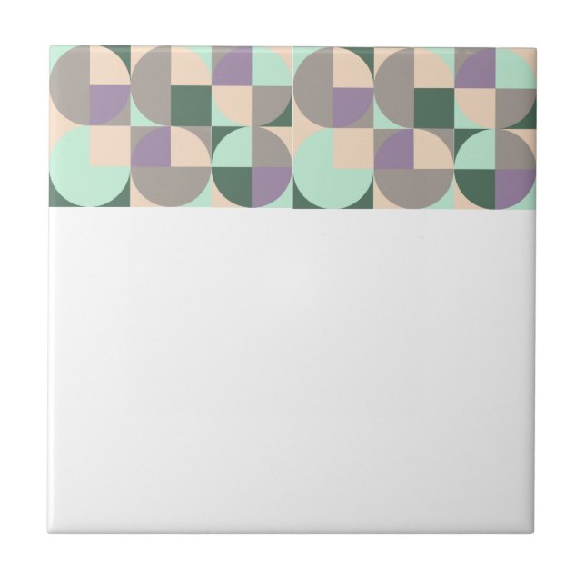 Abstraktes geometrisch grünes Lavendelbeige Fliese (Vorderseite)