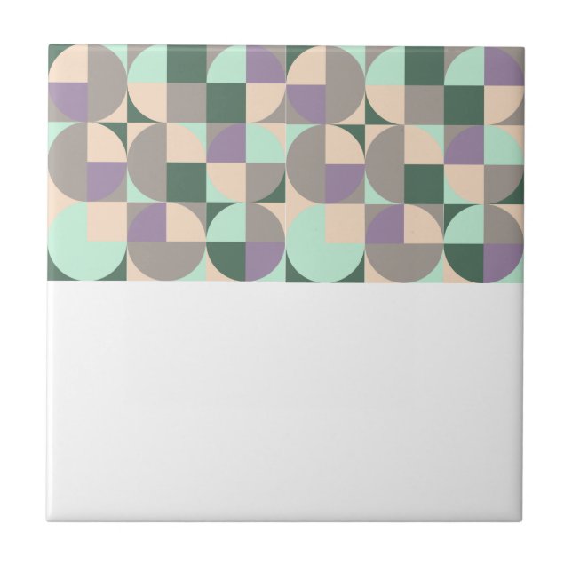 Abstraktes geometrisch grünes Lavendelbeige Fliese (Vorderseite)