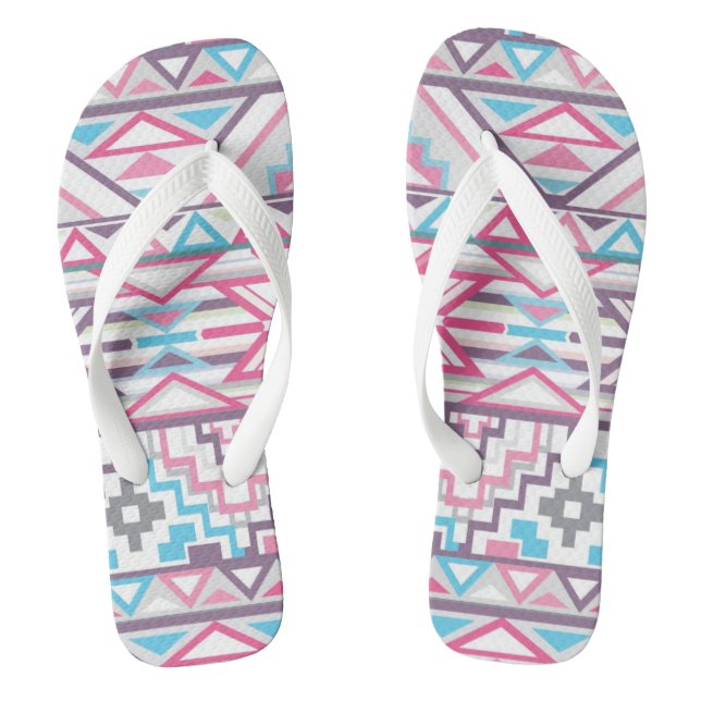 Abstraktes geometrisches aztekisches Muster 3 Flip Flops (Fußbett)