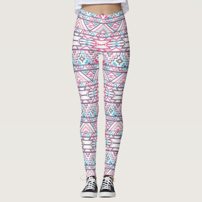 Abstraktes geometrisches aztekisches Muster 3 Leggings (Vorderseite)