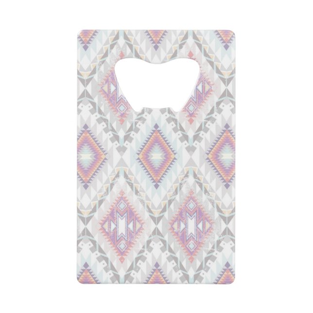 Abstraktes geometrisches aztekisches Muster Kreditkarten Flaschenöffner (Vorderseite)