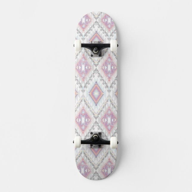 Abstraktes geometrisches aztekisches Muster Skateboard (Vorderseite)