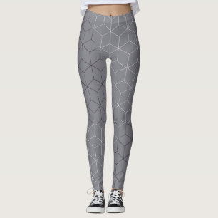 Abstraktes geometrisches Bild auf attraktivem Silb Leggings