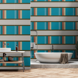 Abstraktes geometrisches blaues Aqua Brown Gran St Tapete