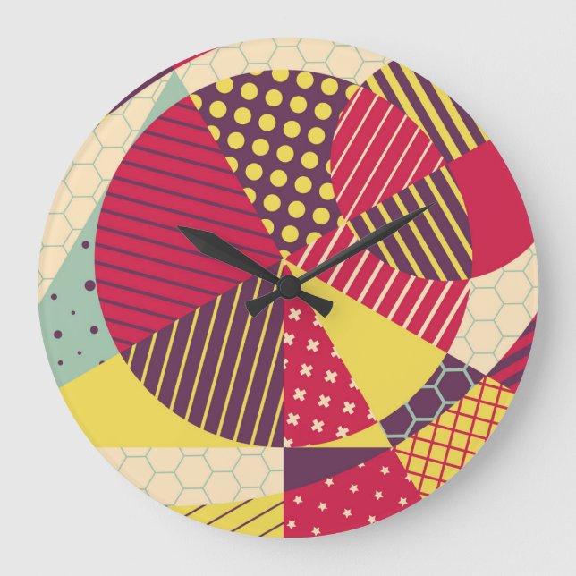 Abstraktes geometrisches Design Große Wanduhr (Vorderseite)