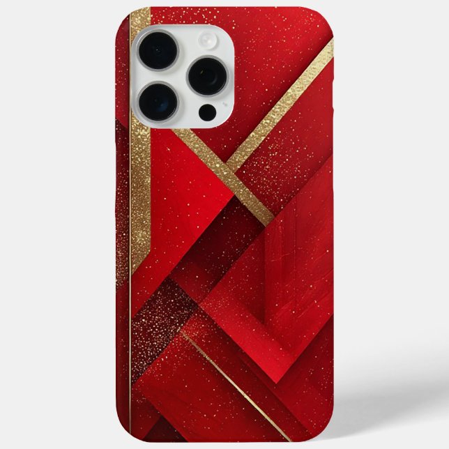 Abstraktes geometrisches Design in Rot und Gold Case-Mate iPhone Hülle (Rückseite)