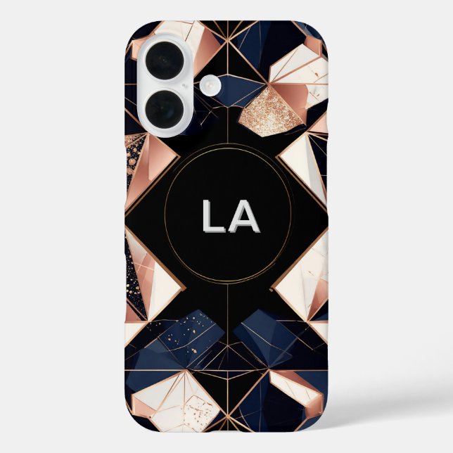 Abstraktes geometrisches Design mit Gold-Glitzer Case-Mate iPhone Hülle (Rückseite)