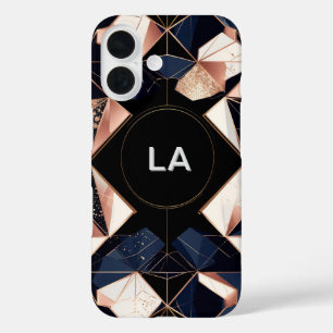 Abstraktes geometrisches Design mit goldenem Glitt iPhone 16 Hülle