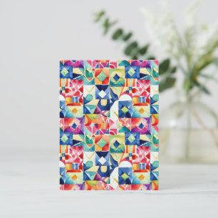 Abstraktes geometrisches Digitalmuster 17 - Postka Postkarte