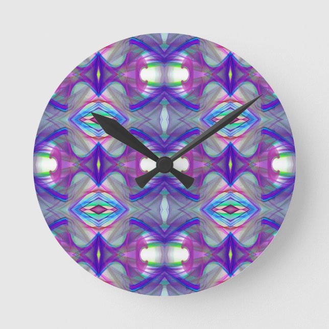 Abstraktes geometrisches Fraktal Runde Wanduhr (Vorderseite)