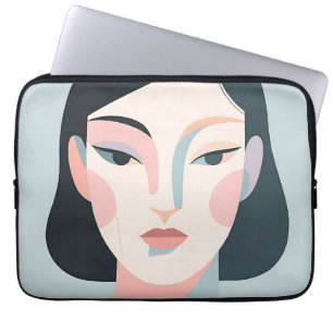 Abstraktes geometrisches Frauenporträt Minimalisti Laptopschutzhülle