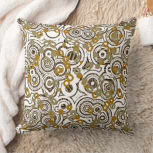Abstraktes geometrisches Gold in Schwarz und Olive Kissen