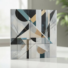 Abstraktes geometrisches Gold-Teal-Muster im Stil Fliese