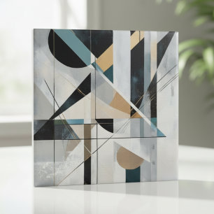 Abstraktes geometrisches Gold-Teal-Muster im Stil Fliese